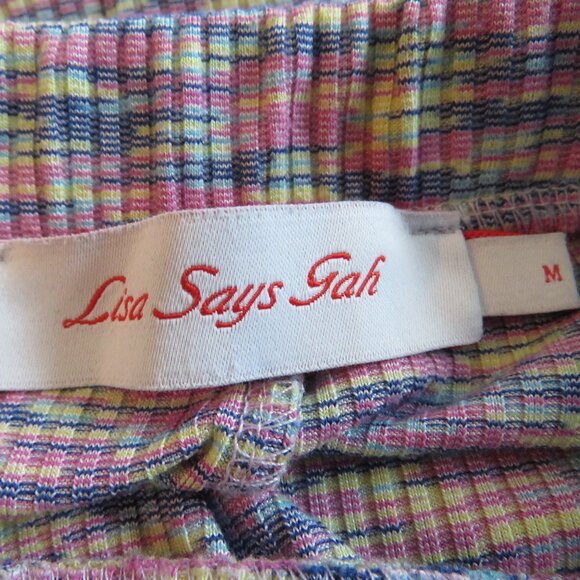 LISA SAYS GAH Josie Pant Ribbed Split Lettuce Hem Spacedye in Berry - Size M - Picture 12 of 13